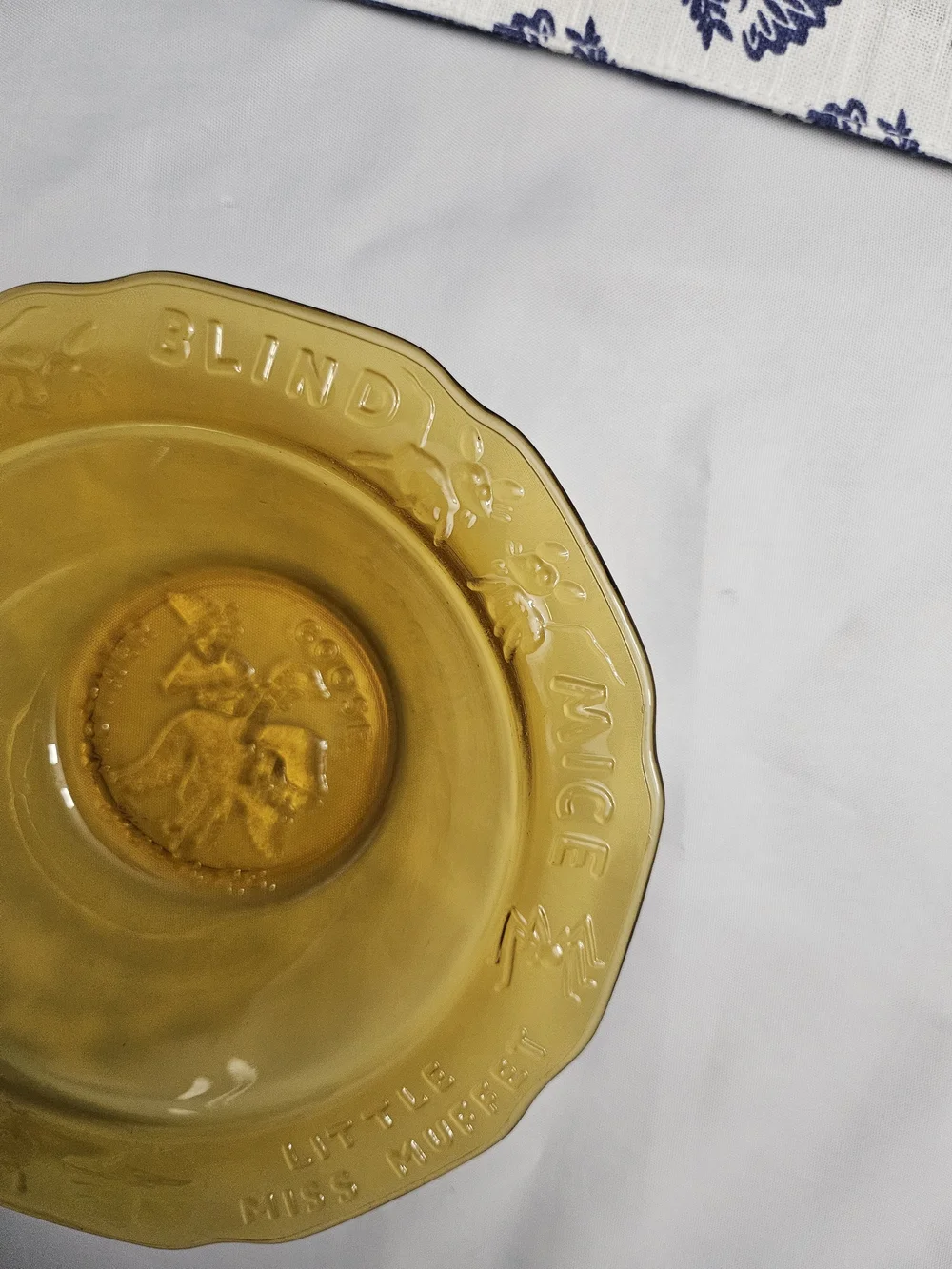 Indiana Tiara Glass Child's Cereal Bowl Amber Nursery Rhymes Vintage